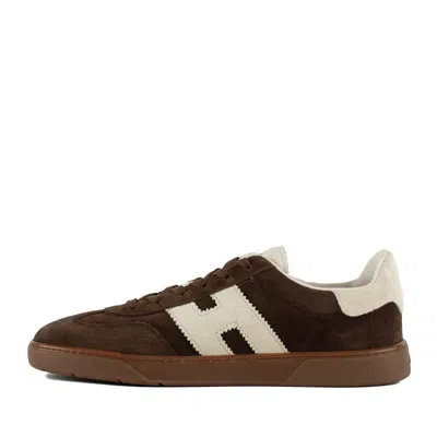 Hogan Rubber Sole Suede Finish Sneakers In Brown