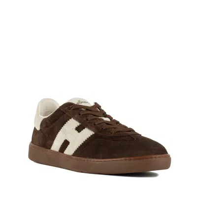Hogan Rubber Sole Suede Finish Sneakers In Brown
