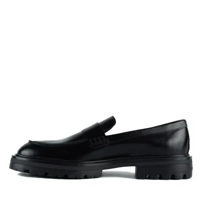 Hogan Leather Loafers With Chunky Sole And Glossy Finish In Black