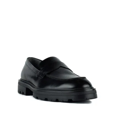Hogan Leather Loafers With Chunky Sole And Glossy Finish In Black