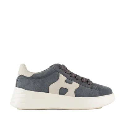 Hogan Rebel Sneakers In Two-tone Suede In Gray