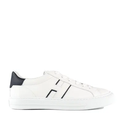 Hogan White Leather Sneakers With Logo Design And Rubber Sole In White