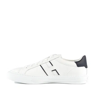 Hogan White Leather Sneakers With Logo Design And Rubber Sole In White