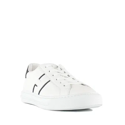 Hogan White Leather Sneakers With Logo Design And Rubber Sole In White