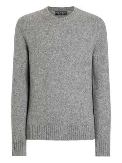 Dolce & Gabbana Sweater With Round Neck In Wool Blend In Gray