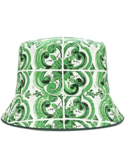 Dolce & Gabbana Majolica Bucket Hat In Burgundy