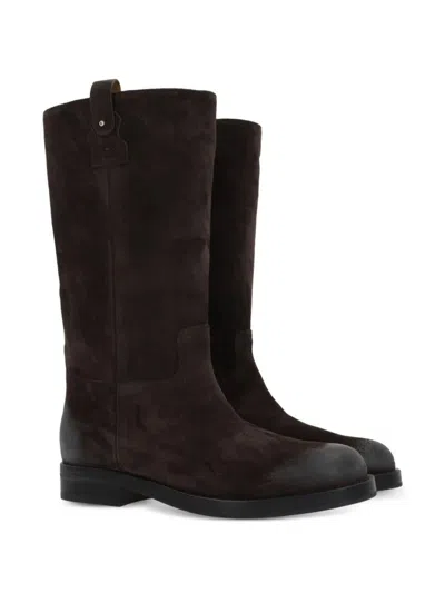 Church's Suede Ankle Boots With Low Block Heel In Brown