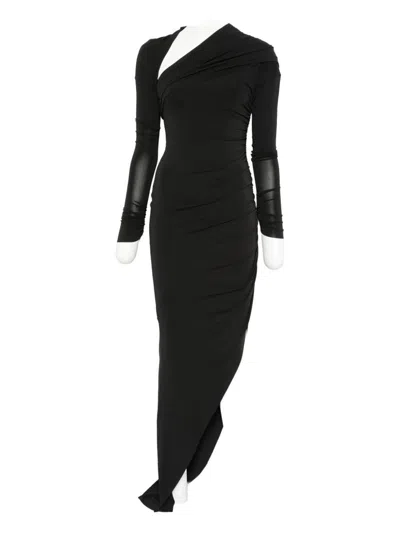Amen Asymmetrical Draped Dress In Black