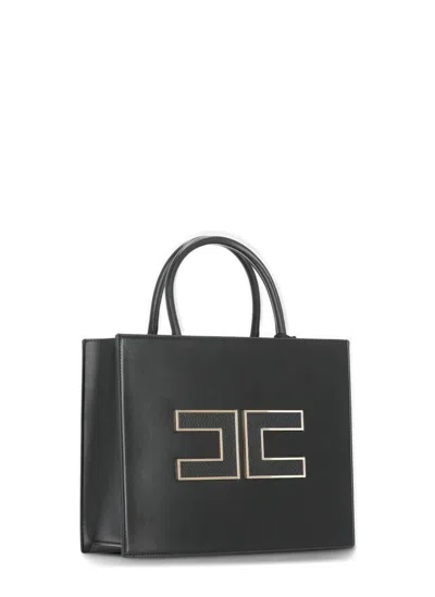 Elisabetta Franchi Rectangular Structured Shoulder Bag In Black