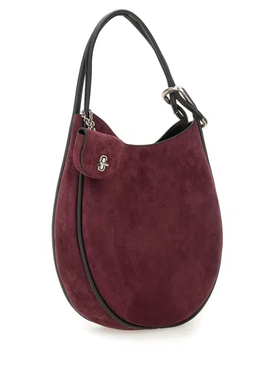 Marc Jacobs Curved Suede Shoulder Bag With Metal Hardware In Purple
