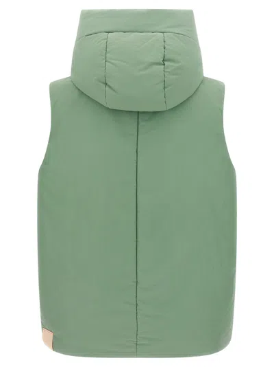 Jil Sander High Collar Sleeveless Quilted Jacket In Green
