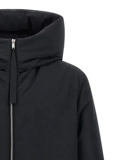 Jil Sander Leather-trimmed Down Jacket In Black