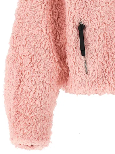 Jil Sander Teddy-effect Zip-front Jacket In Pink