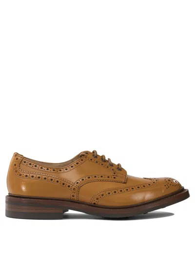 Tricker's Round Toe Brogue Derby Lace-up Shoes In Brown