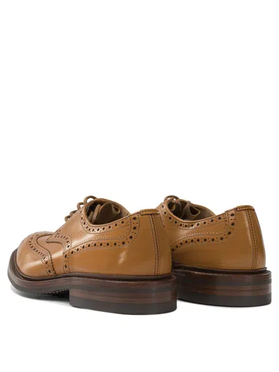 Tricker's Round Toe Brogue Derby Lace-up Shoes In Brown