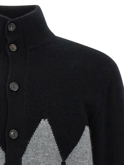 Ballantyne Cardigan Argyle Sweaters And Cardigans Black In Black