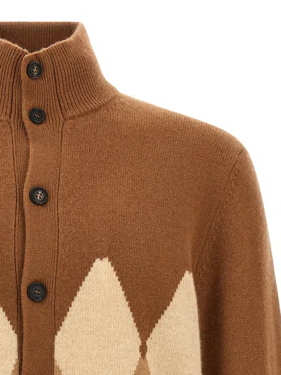 Ballantyne Cardigan Argyle Sweaters And Cardigans Brown In Brown
