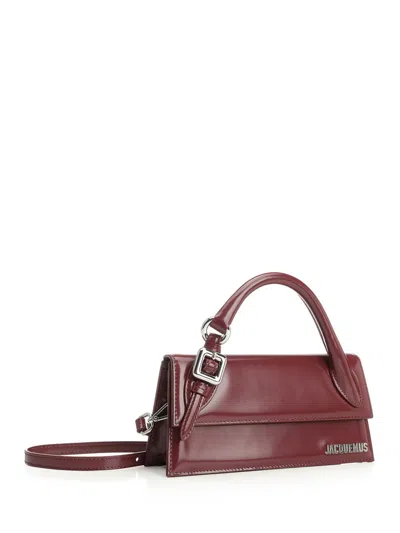 Jacquemus Burgundy Brusched Leather Le Chiquito Long Boucle Handbag In Burgundy
