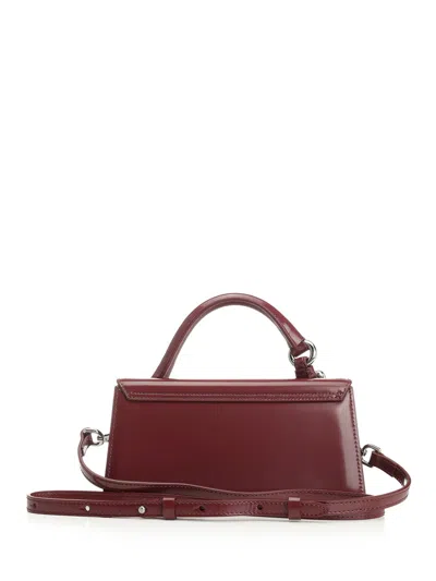 Jacquemus Burgundy Brusched Leather Le Chiquito Long Boucle Handbag In Burgundy