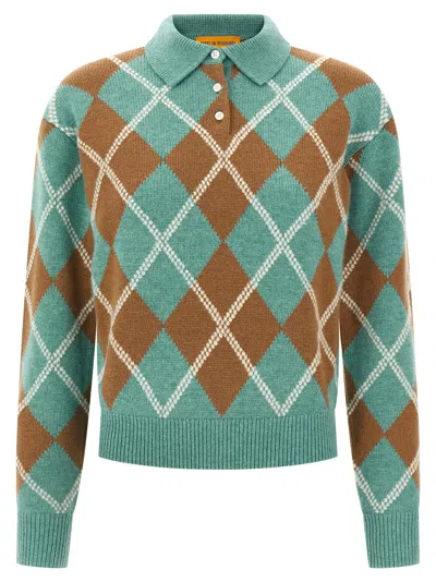 Guest In Residence Argyle-pattern Wool-cashmere Polo Shirt In Multi