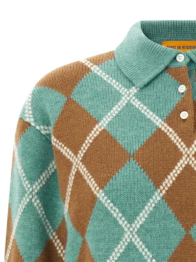Guest In Residence Argyle-pattern Wool-cashmere Polo Shirt In Multi