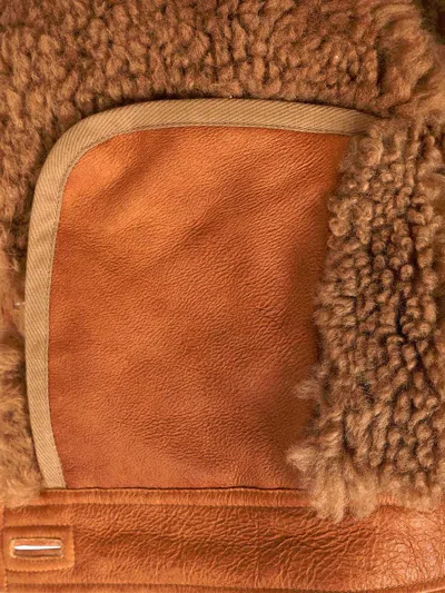 Chloé Cropped Shearling-trimmed Leather Jacket In Brown