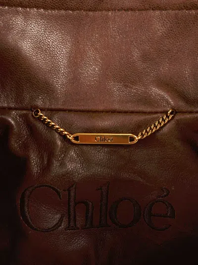 Chloé Leather Jacket With Belted Waist And Fur Sleeves In Brown
