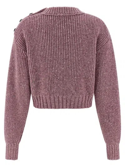 Chloé Cropped Mock-neck Sweater In A Merino Wool Knit In Pink