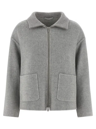 Peserico Double Cloth Jacket Puffer Jackets Gray In Gray