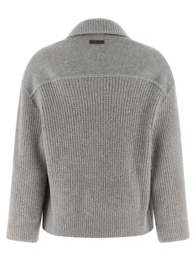 Peserico Double Cloth Jacket Puffer Jackets Gray In Gray