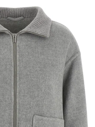 Peserico Double Cloth Jacket Puffer Jackets Gray In Gray