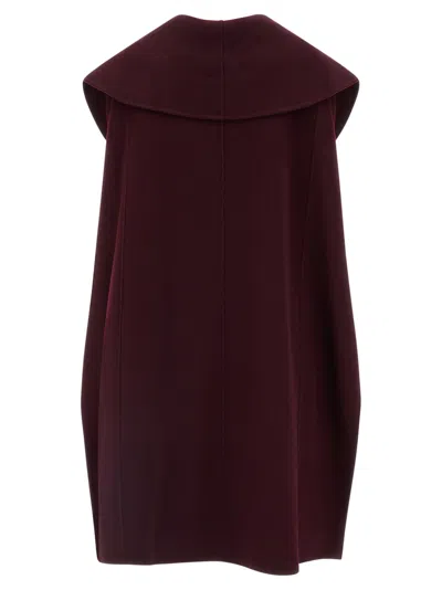 Elisabetta Franchi Double Wool Cape Capes Bordeaux In Burgundy