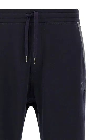 Brunello Cucinelli Casual Joggers With Drawstring And Stripes In Black