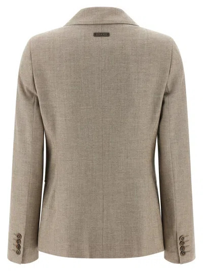 Peserico Double-breasted Blazer Blazers Beige In Neutral