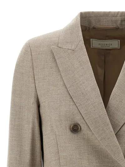 Peserico Double-breasted Blazer Blazers Beige In Neutral
