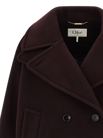 Chloé Double-breasted Short Coat Coats And Trench Coats Bordeaux In Brown