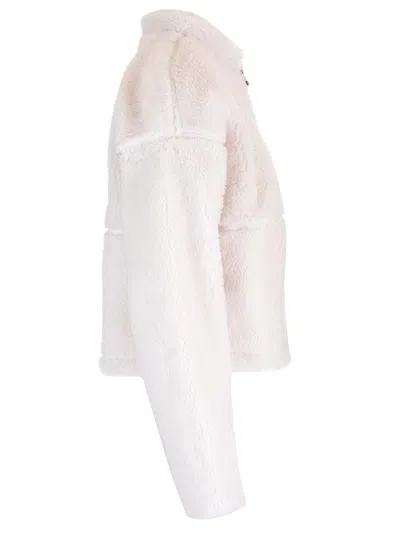 The North Face Fleece Jacket With High Collar And Pockets In White