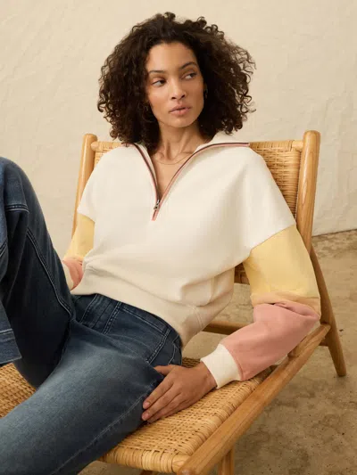 Faherty High Standard Fleece Quarter Zip In White