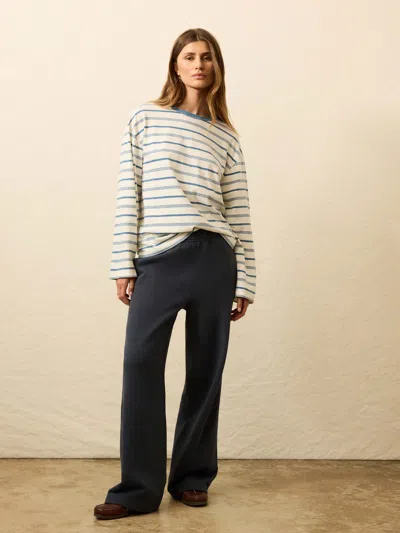 Faherty High Standard Fleece Wide Leg Sweatpant In Blue