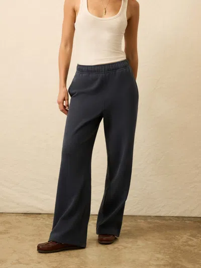 Faherty High Standard Fleece Wide Leg Sweatpant In Blue