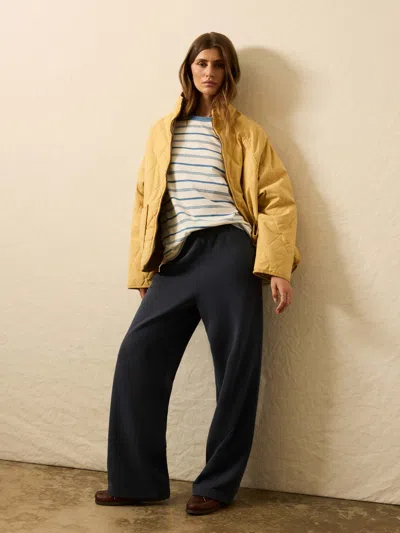 Faherty High Standard Fleece Wide Leg Sweatpant In Blue