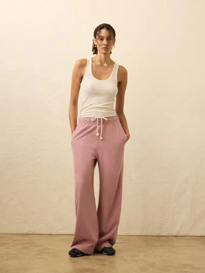 Faherty High Standard Fleece Wide Leg Sweatpant In Pink