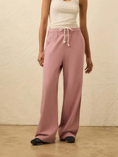 Faherty High Standard Fleece Wide Leg Sweatpant In Pink
