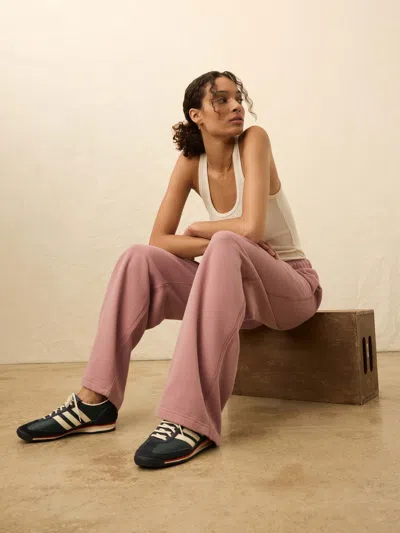Faherty High Standard Fleece Wide Leg Sweatpant In Pink