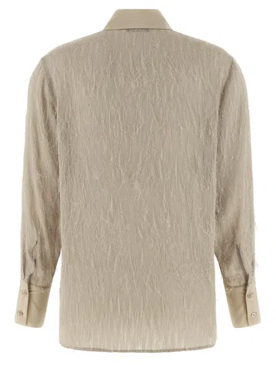 Peserico Textured Fabric Shirt Featuring Pointed Collar In Gray