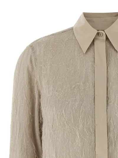Peserico Textured Fabric Shirt Featuring Pointed Collar In Gray