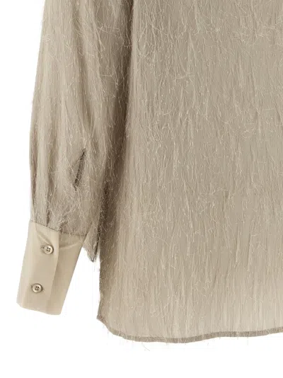 Peserico Textured Fabric Shirt Featuring Pointed Collar In Gray