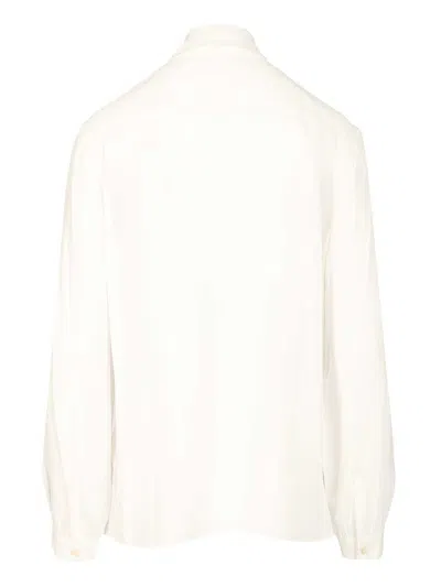 Tory Burch Georgette Bow Blouse Shirts White In Neutral