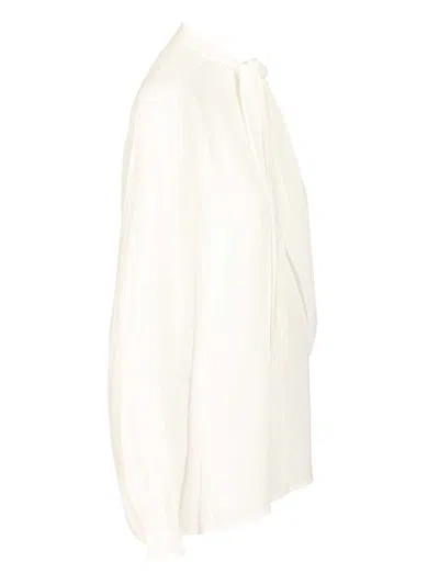Tory Burch Georgette Bow Blouse Shirts White In Neutral
