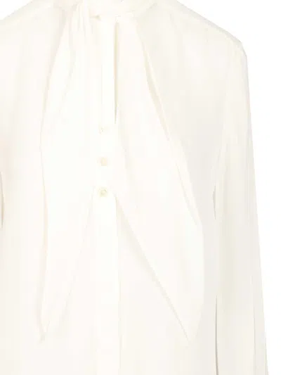 Tory Burch Georgette Bow Blouse Shirts White In Neutral
